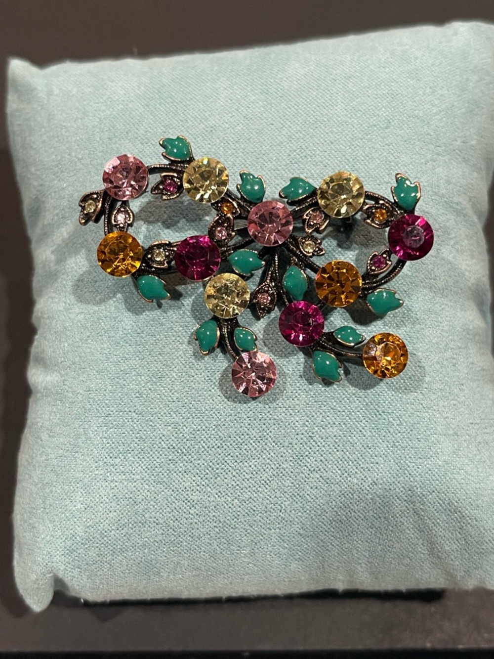 Multicolor Crystal Floral Brooch - Women's Jewelry